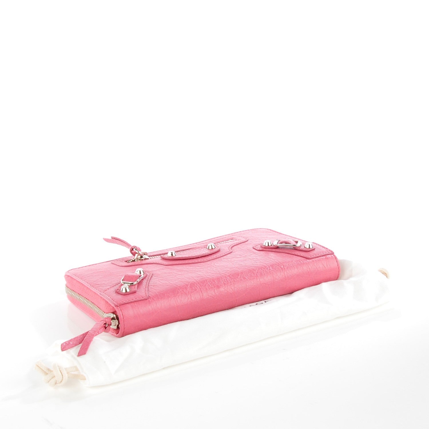 Balenciaga Agneau Classic Silver Hardware Continental Zip Around Wallet Rose Hortensia 4 of 7