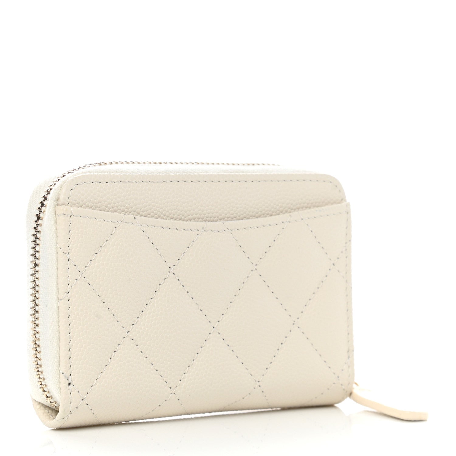 Chanel Caviar Quilted Zip Coin Purse White 3 of 8