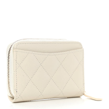 Chanel Caviar Quilted Zip Coin Purse White 3 of 8