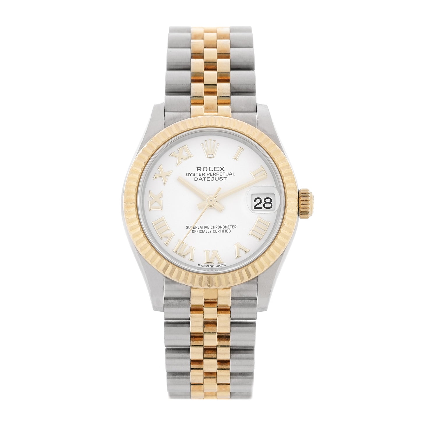 Stainless Steel 18K Yellow Gold 31mm Oyster Perpetual Datejust Watch White Roman 278273
