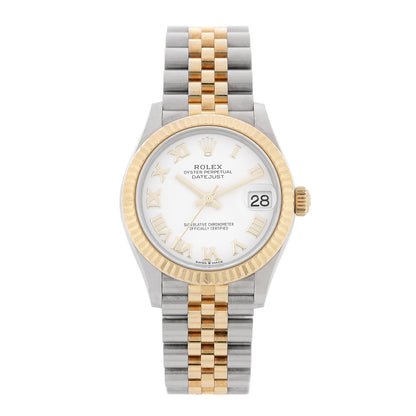 Rolex Stainless Steel 18K Yellow Gold 31mm Oyster Perpetual Datejust Watch White Roman 278273 1 of 5