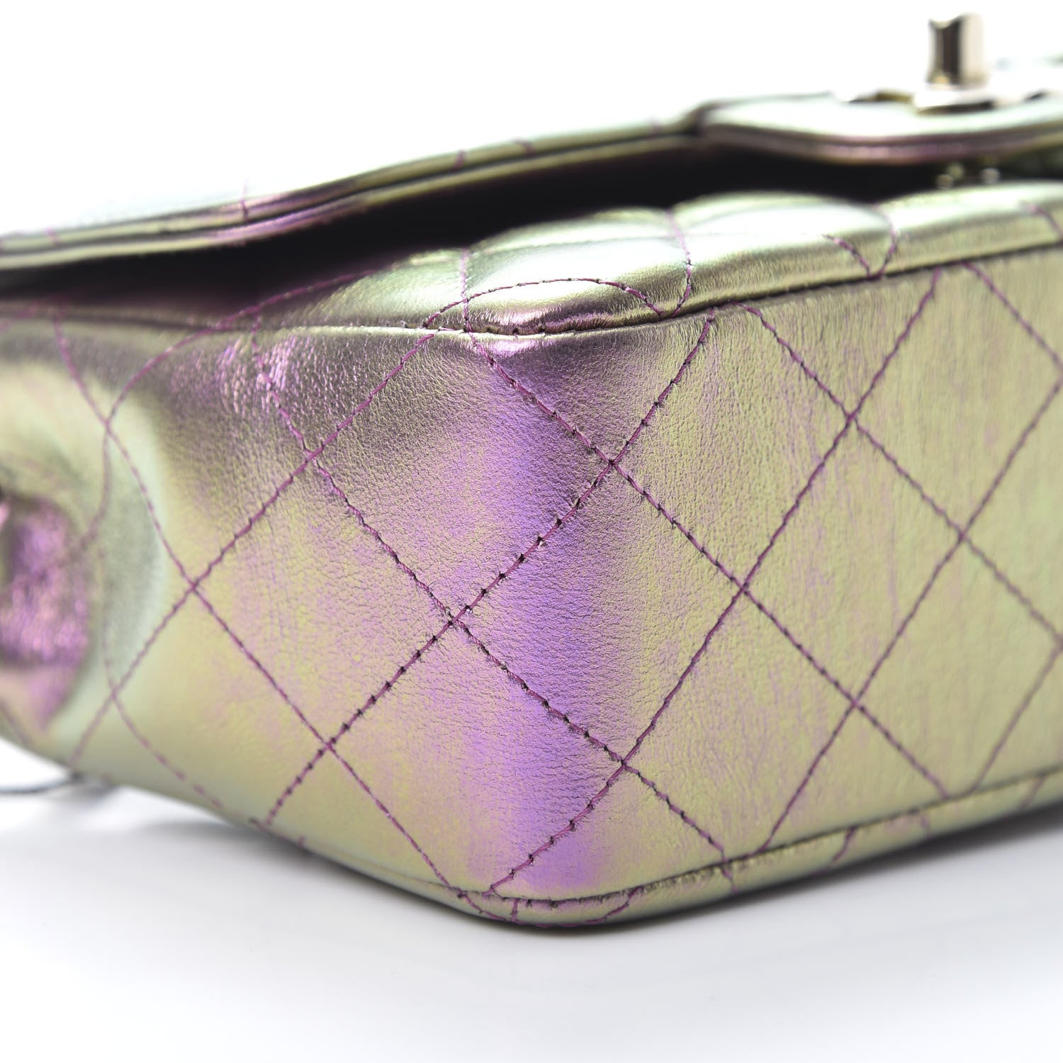 Chanel Iridescent Lambskin Quilted Mini Rectangular Flap Purple 9 of 11