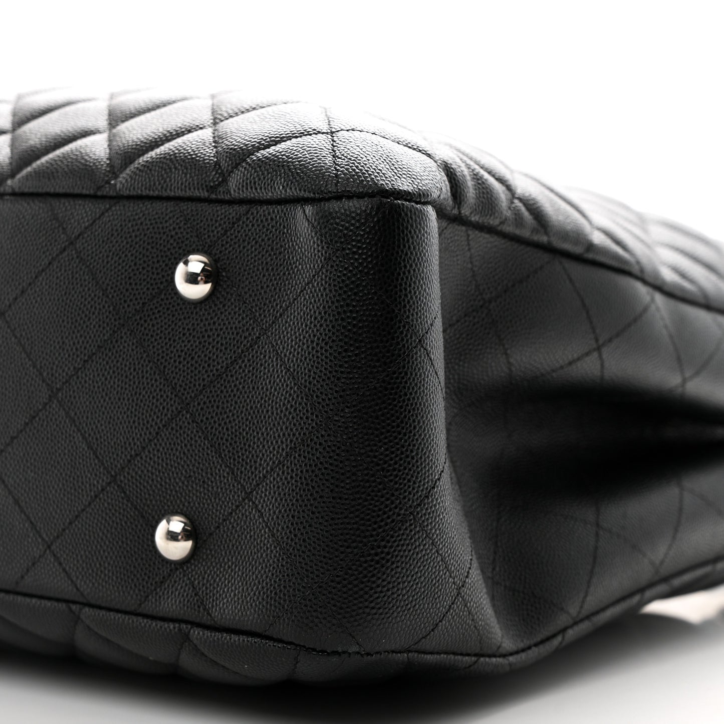 Caviar Quilted Large Shopping Tote Black