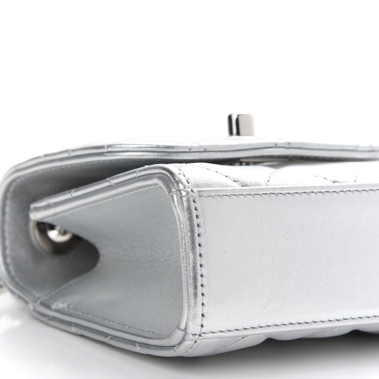 Chanel Metallic Lambskin Quilted Mini Trendy CC Clutch With Chain Silver 7 of 8