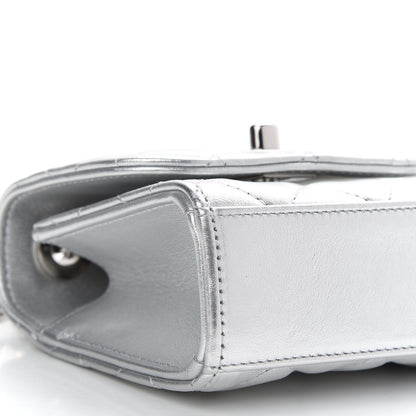Chanel Metallic Lambskin Quilted Mini Trendy CC Clutch With Chain Silver 7 of 8