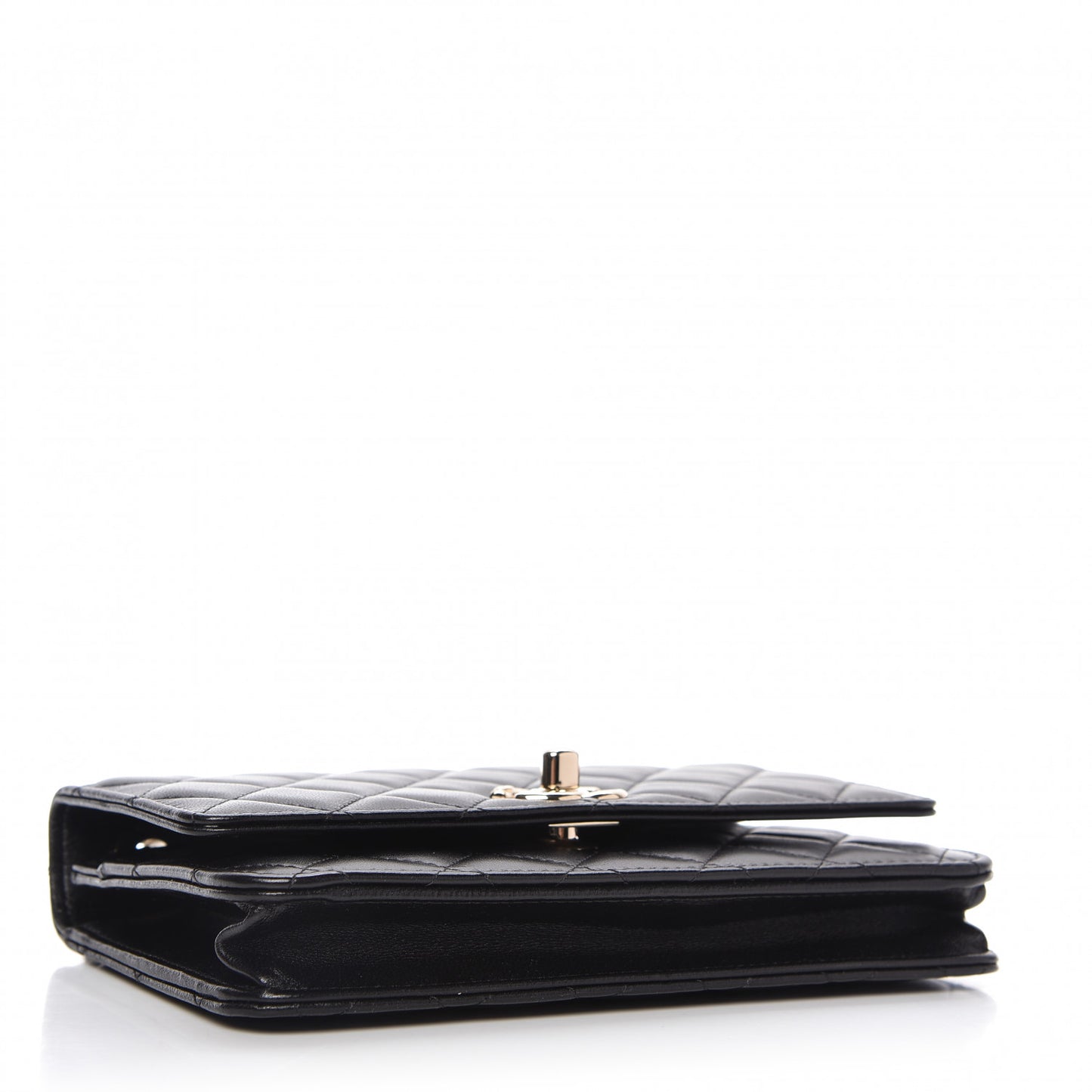 Lambskin Quilted Trendy CC Wallet On Chain WOC Black