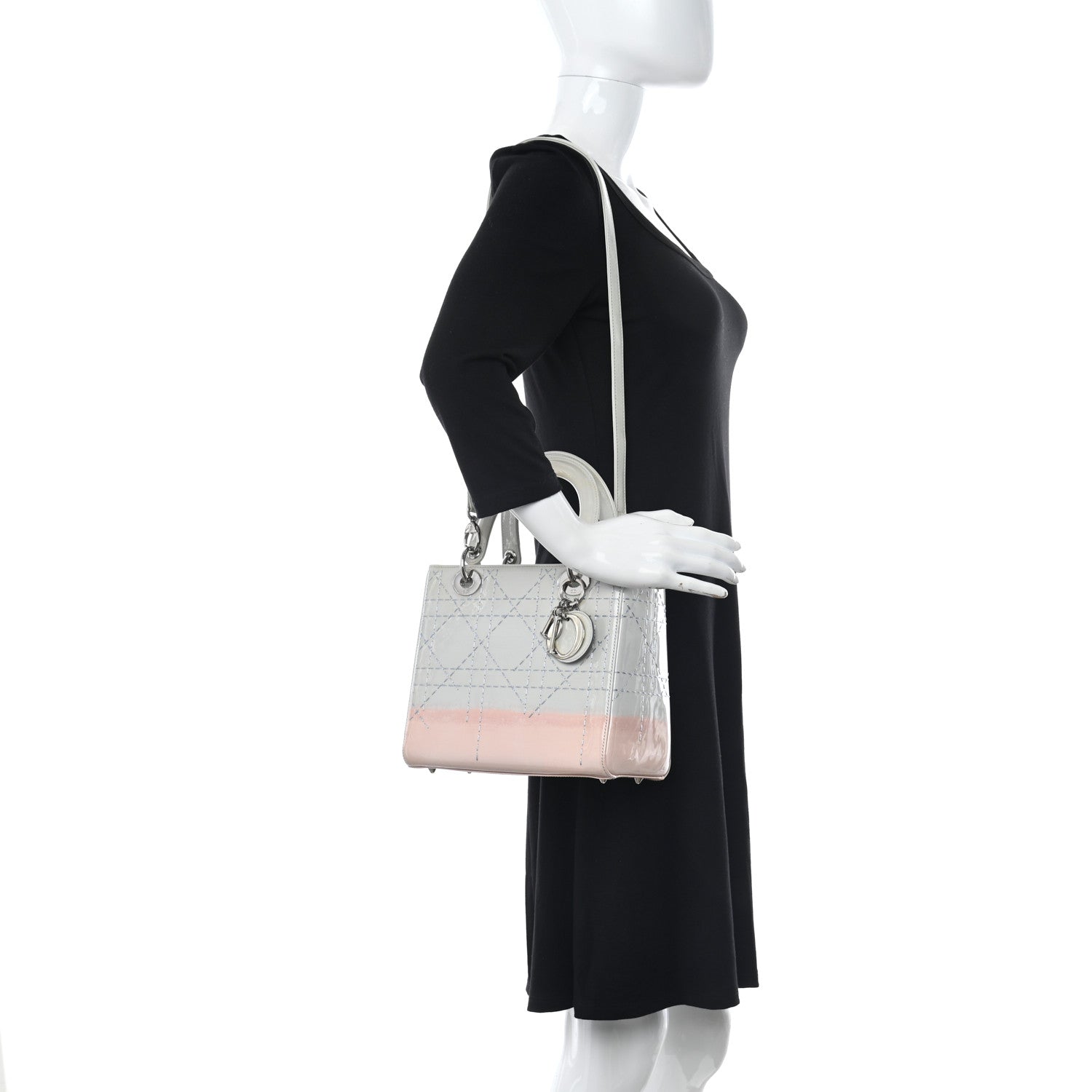 Christian Dior Patent Cannage Gradient Medium Lady Dior Blue Coral 2 of 11
