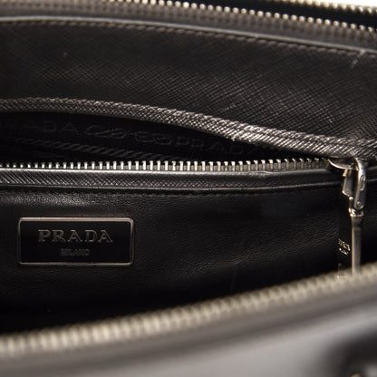 Prada Metallic Saffiano Small Galleria Double Zip Tote Cromo 8 of 14