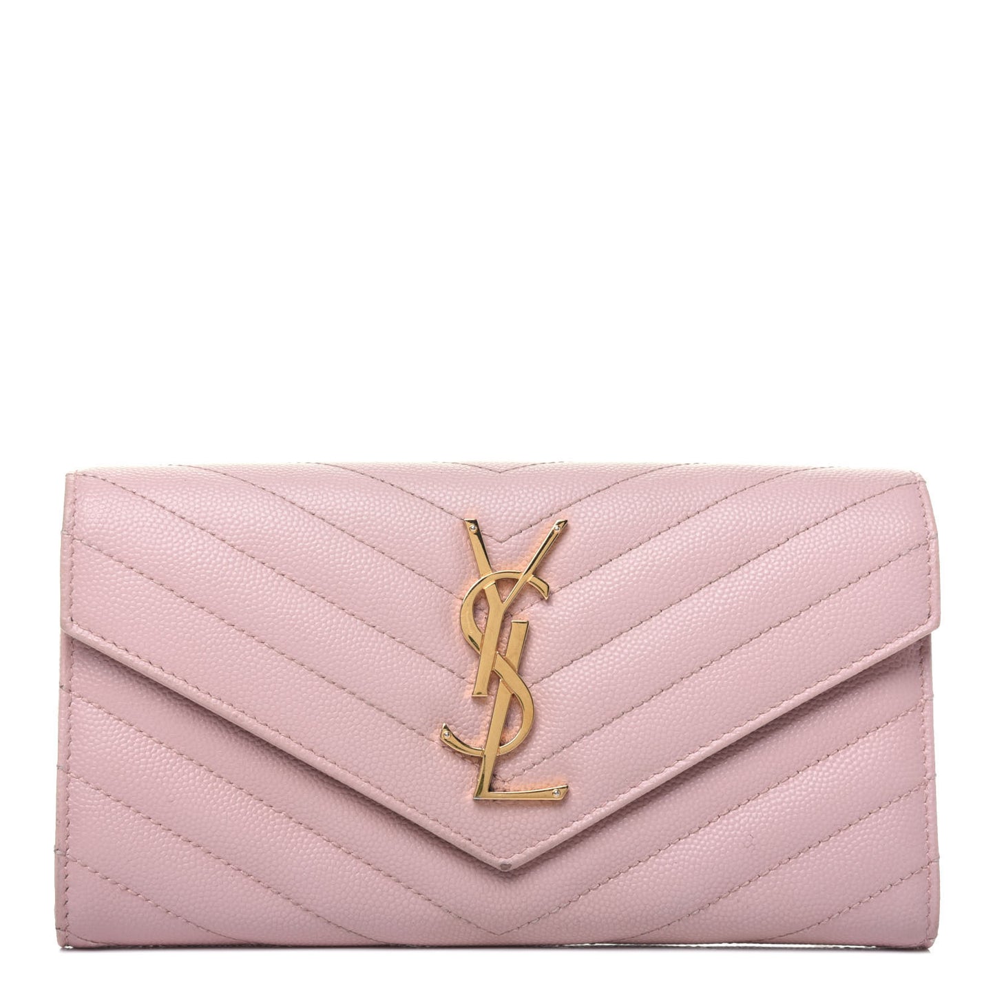Grain De Poudre Matelasse Chevron Monogram Flap Wallet Pale Pink