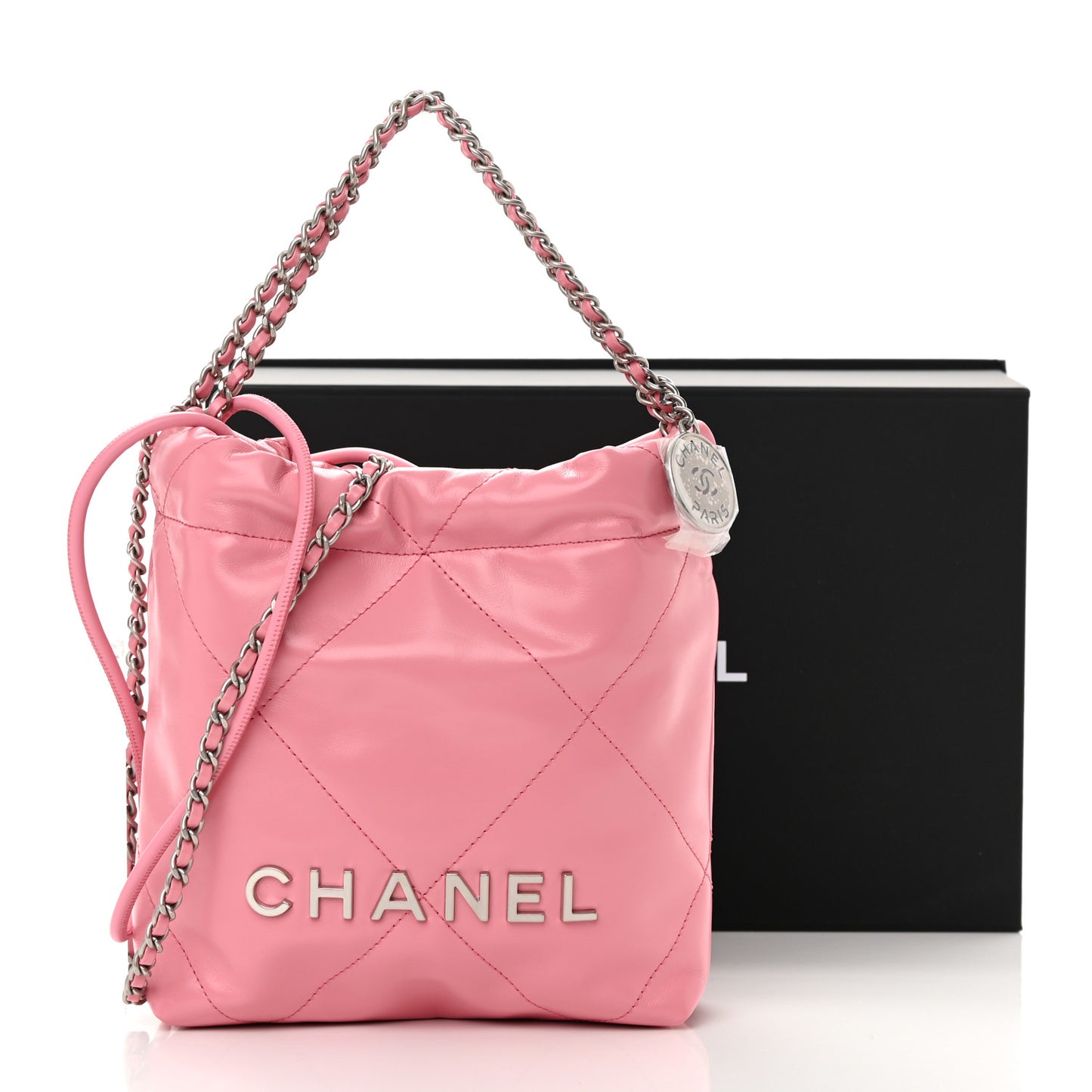 Shiny Calfskin Quilted Mini Chanel 22 Pink