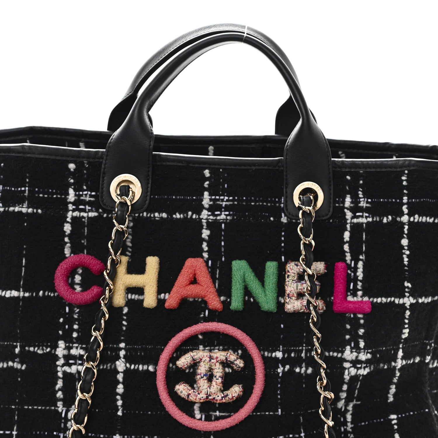 Chanel Tweed Medium Deauville Tote Black White Multicolor 1793547