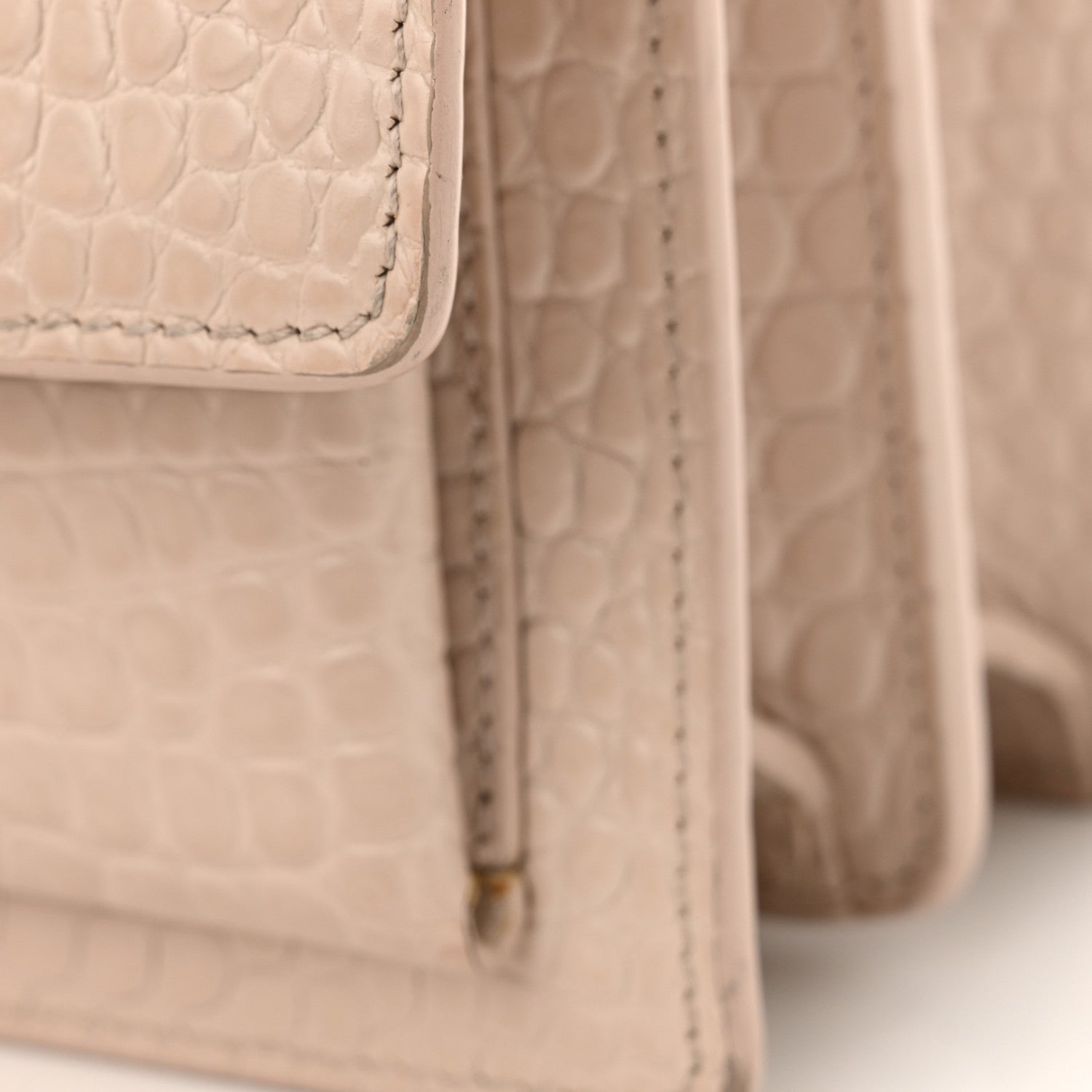 Saint Laurent Calfskin Crocodile Embossed Medium Monogram Sunset Rose Antic 12 of 14