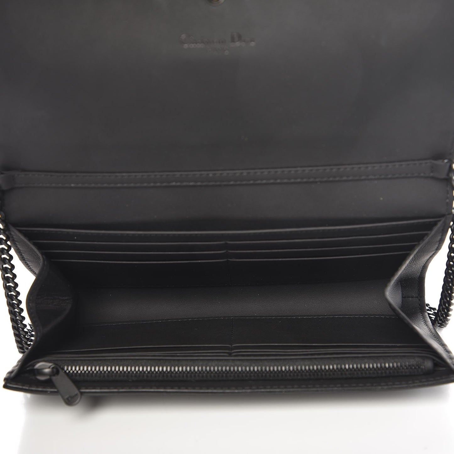 Ultra Matte Calfskin Studded Diorama Croisiere Chain Wallet Black