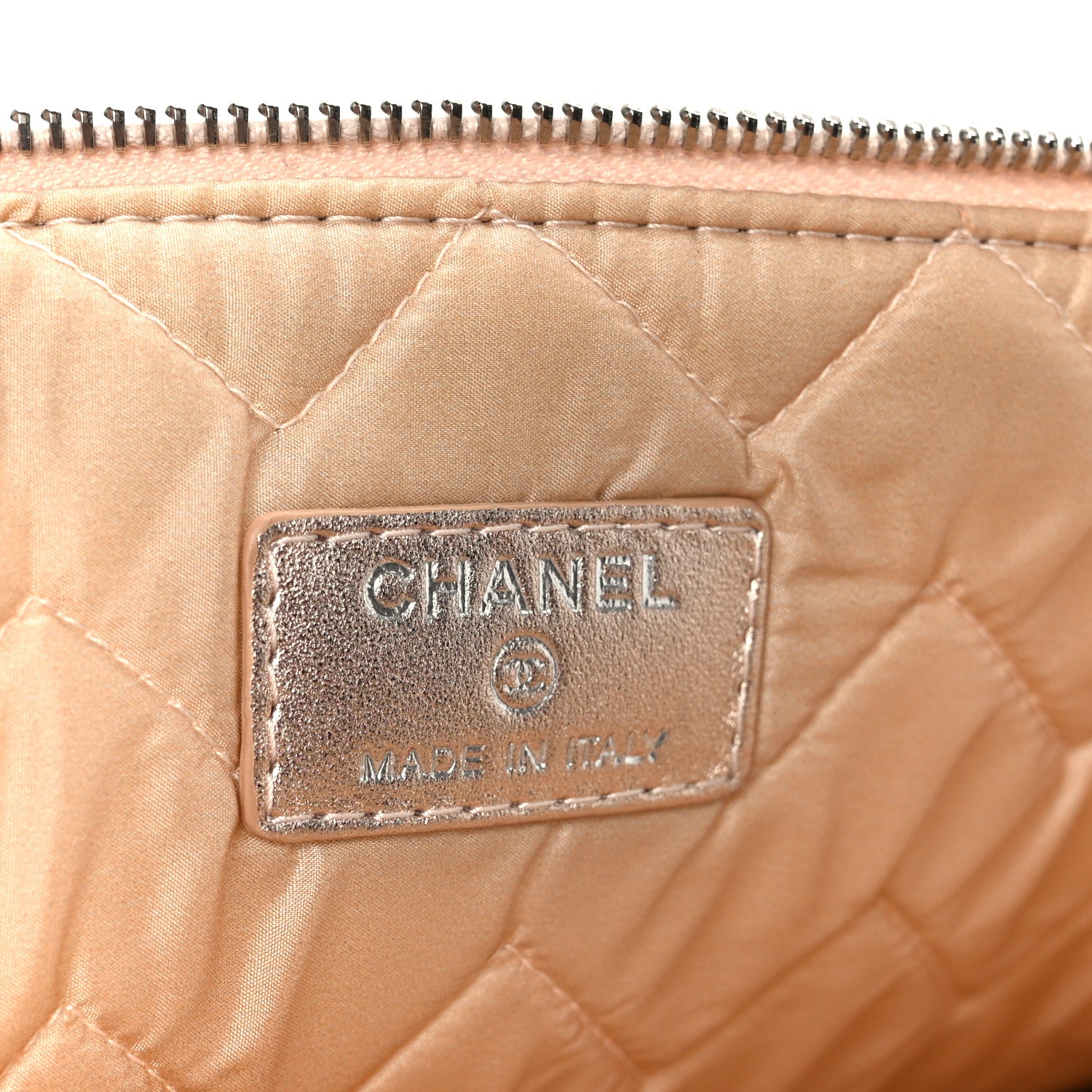 Chanel Metallic Lambskin Chevron Quilted Medium Cosmetic Case Light Pink 6 of 8