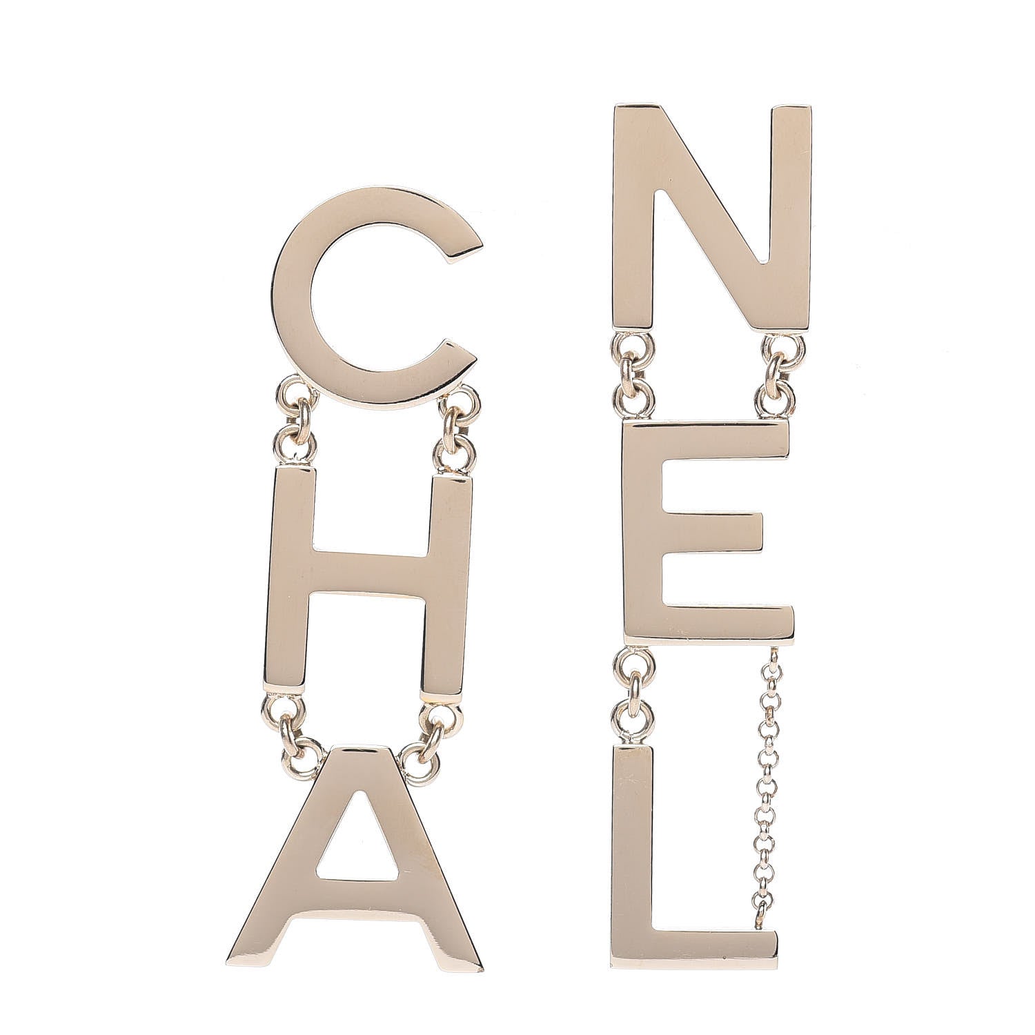 Chanel Metal Cha-Nel Logo Drop Earrings Gold 1 of 5