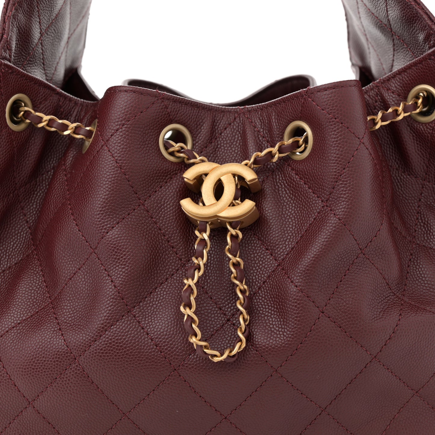 Caviar Quilted Small Chanel 25 Handbag Burgundy