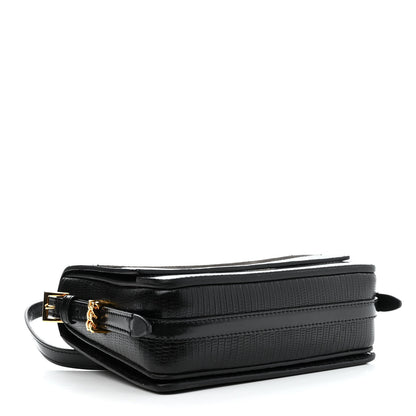 Burberry Calfskin Lizard Embossed Two Tone Small Grace Bag Black 4 of 12