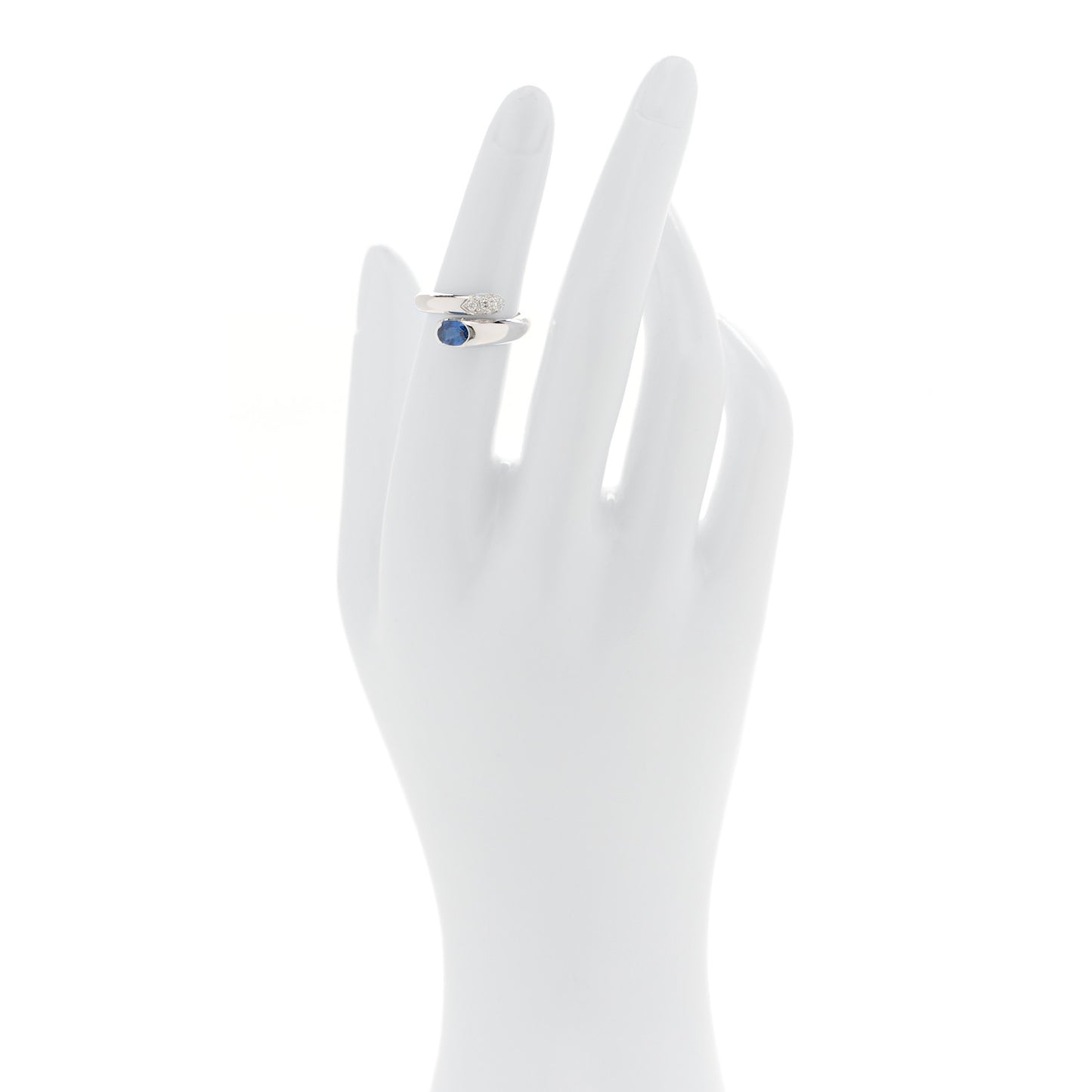18K White Gold Diamond Blue Sapphire Astrea Bypass Ring 50 5.25