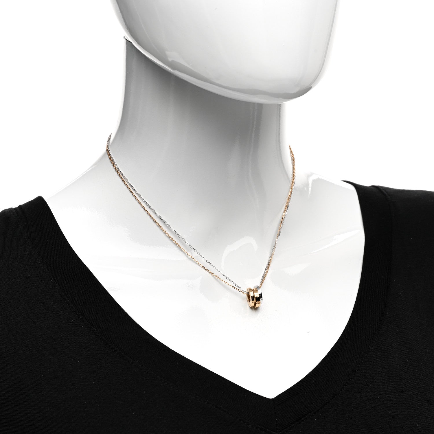 Cartier 18K White Pink Gold Diamond Three Ring LOVE Pendant Necklace 2 of 5