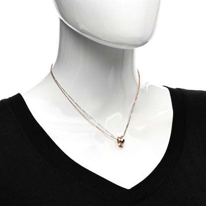 Cartier 18K White Pink Gold Diamond Three Ring LOVE Pendant Necklace 2 of 5