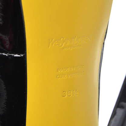 Saint Laurent Patent Paris Tribute 105 Platform Boots 38.5 Black Yellow 10 of 15