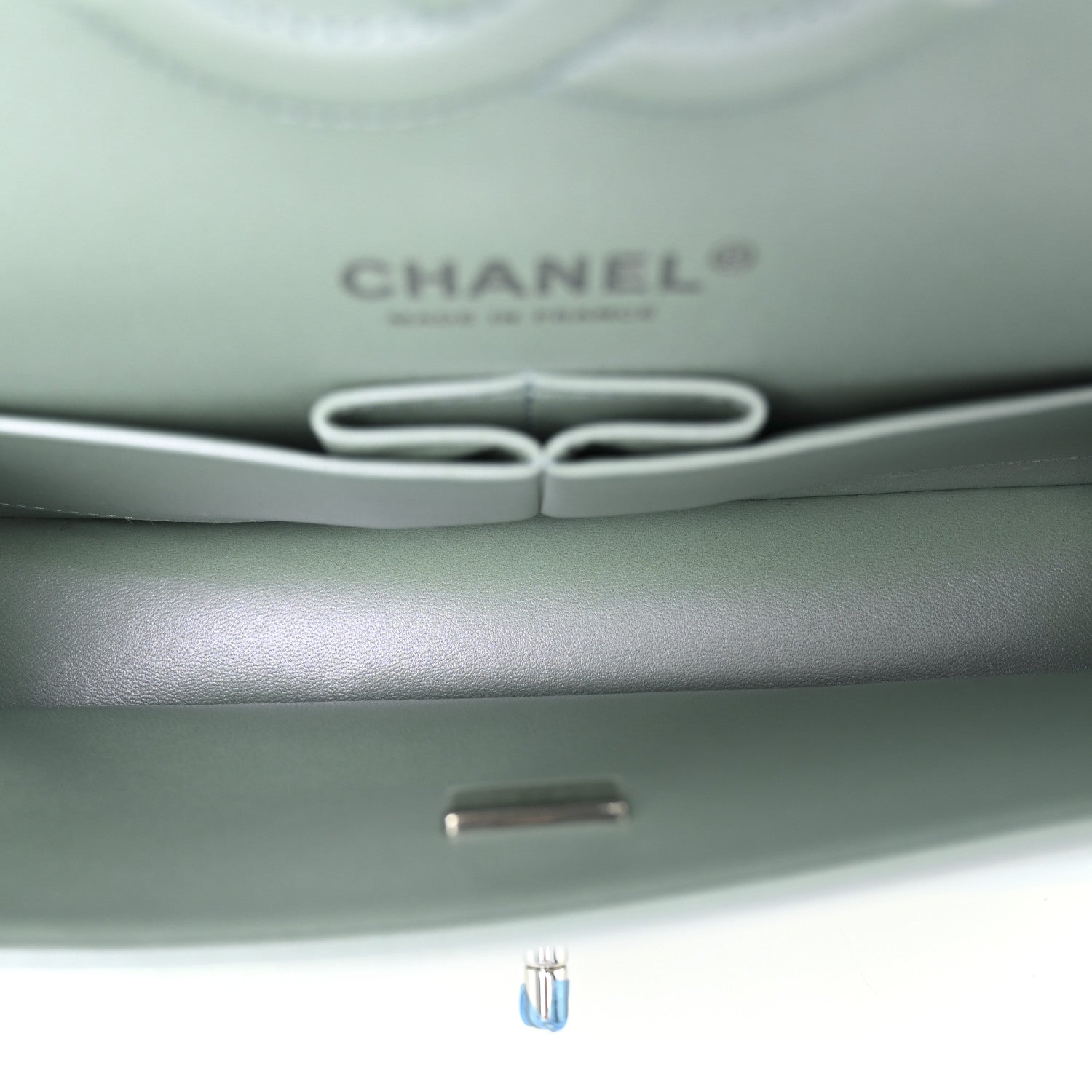 Chanel Iridescent Calfskin Quilted Medium Double Flap Light Blue 5 of 11