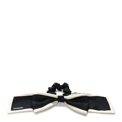 Chanel Silk Hair Tie Black Ivory 1 of 3