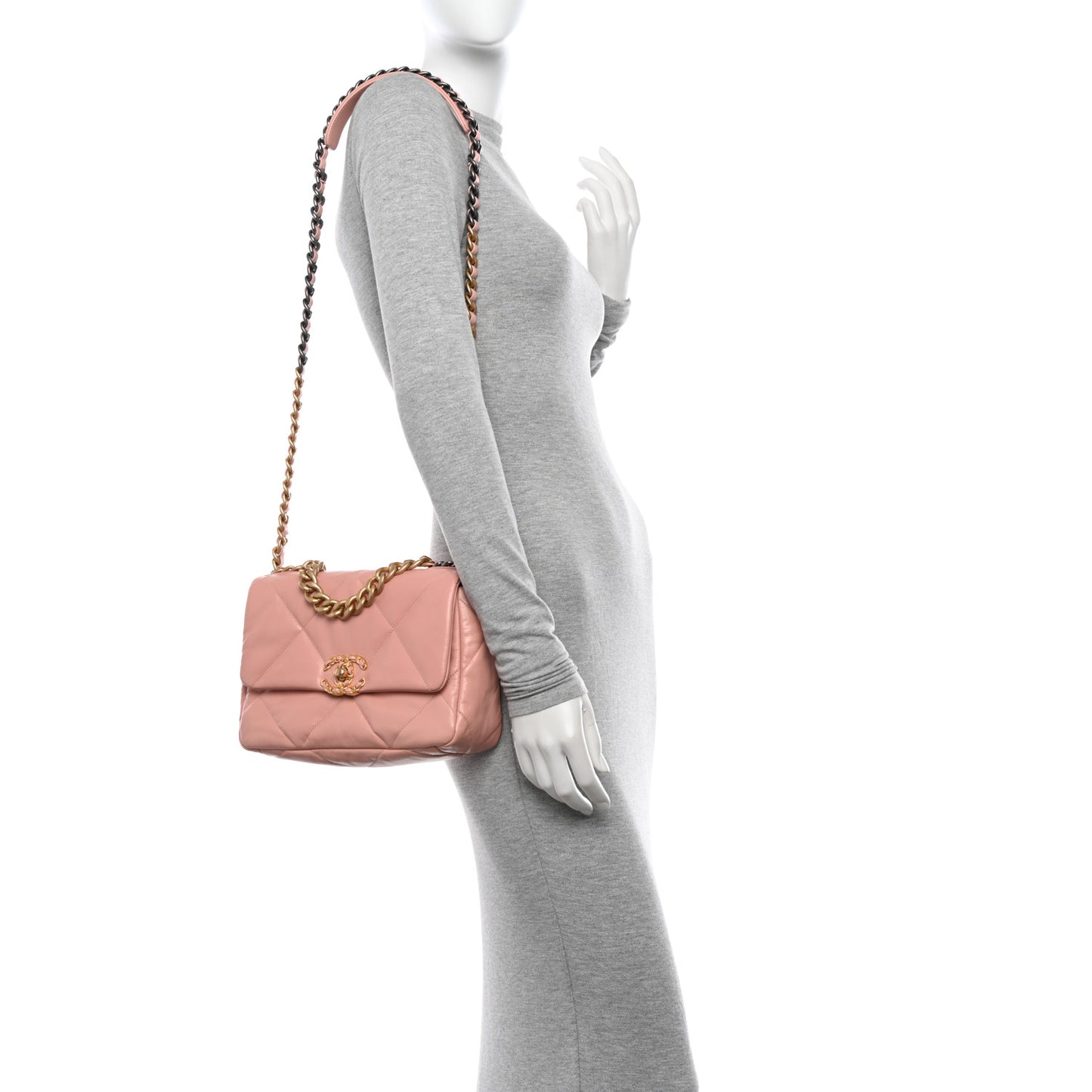 Goatskin Quilted Medium Chanel 19 Flap Light Pink