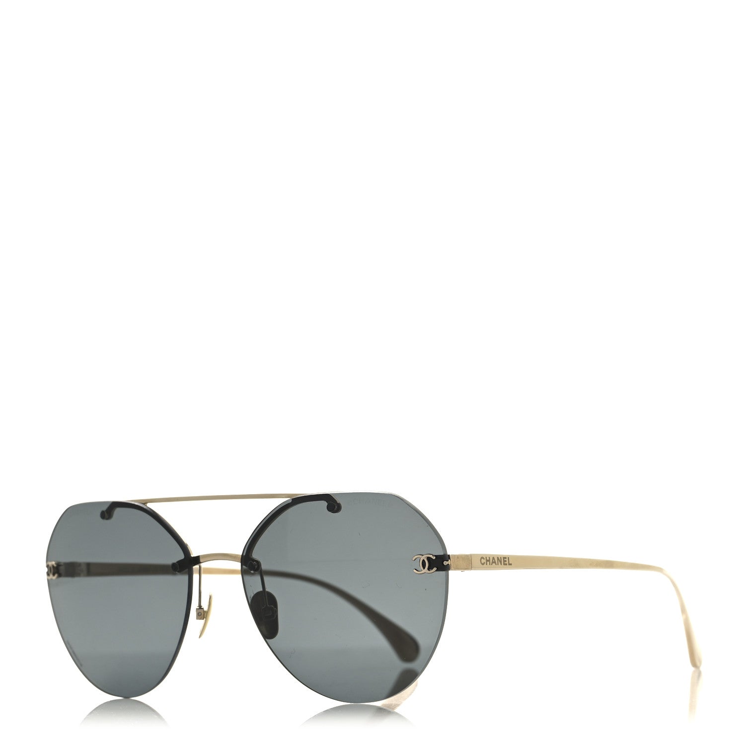 Chanel Titanium CC Pilot Aviator Sunglasses 4272-T Black Gold 1 of 6