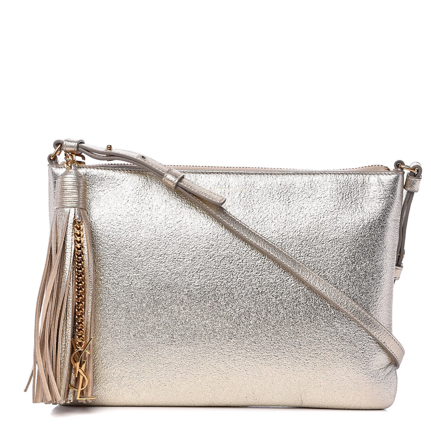 Metallic Calfskin Teen Monogram Crossbody Bag Gold