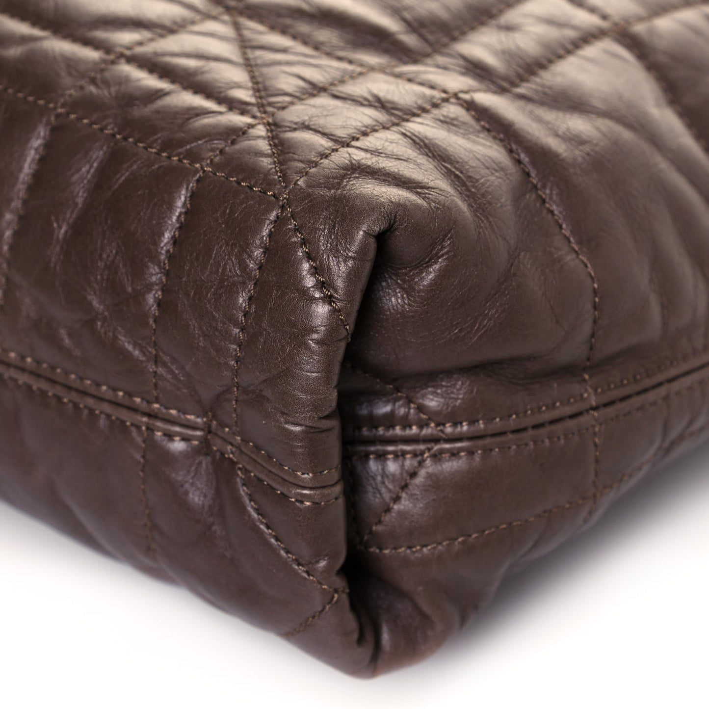 Lambskin Quilted Amalia Cabas Tote Brown