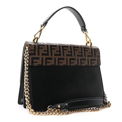 Fendi Vitello Liberty Bi-Color FF 1974 Embossed Chain Strap Kan U Shoulder Bag Black Maya 3 of 10