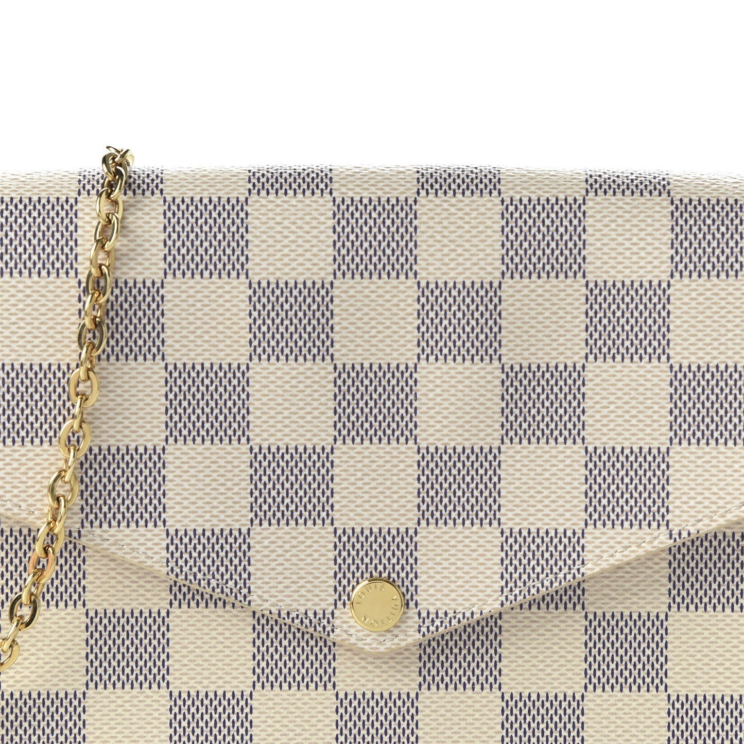 Damier Azur Pochette Felicie Chain Wallet Rose Ballerine