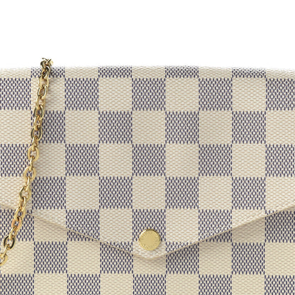 Louis Vuitton Damier Azur Pochette Felicie Chain Wallet Rose Ballerine 9 of 10