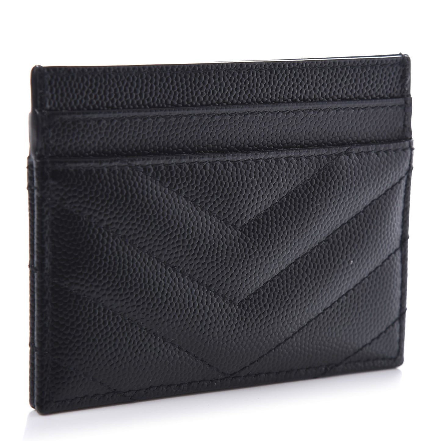 Grain De Poudre Matelasse Chevron Monogram Credit Card Case Black