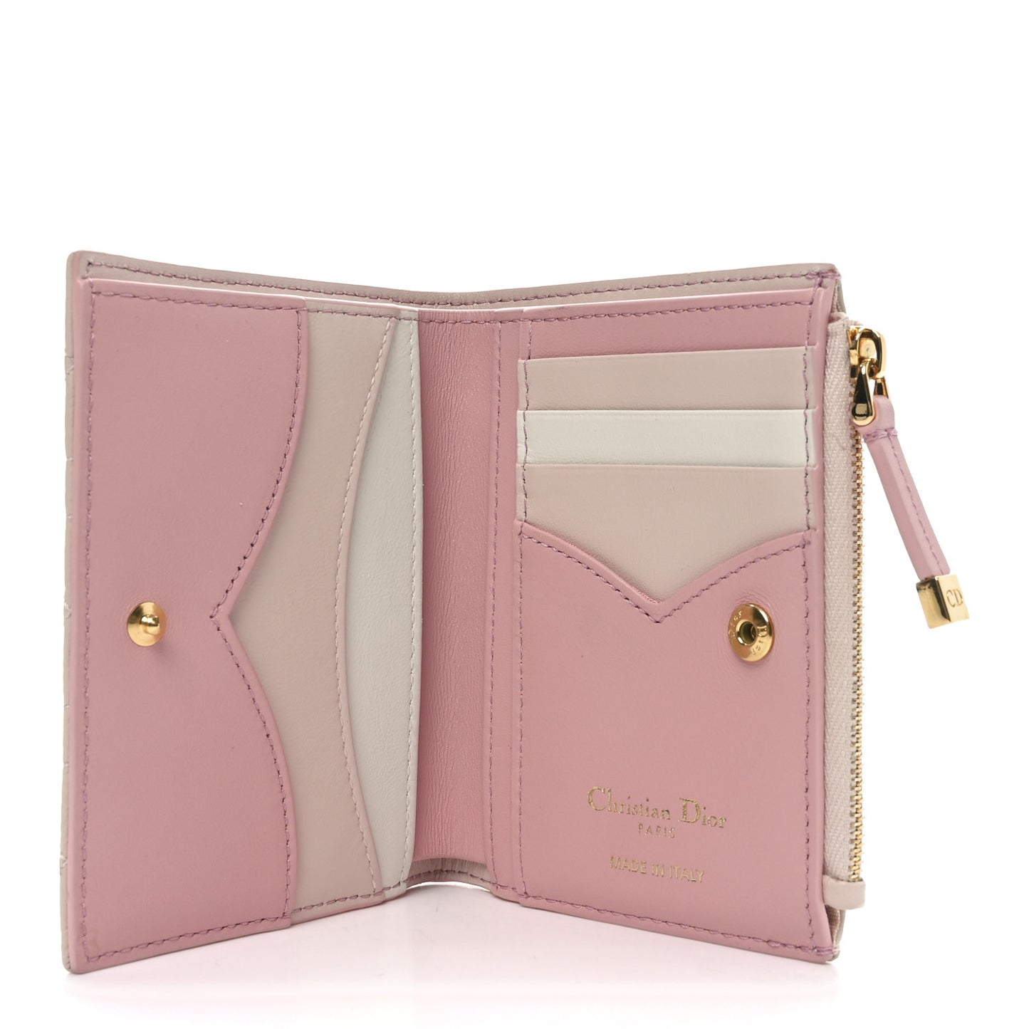 Grained Calfskin Supple Cannage Caro Dahlia Wallet Powder Pink