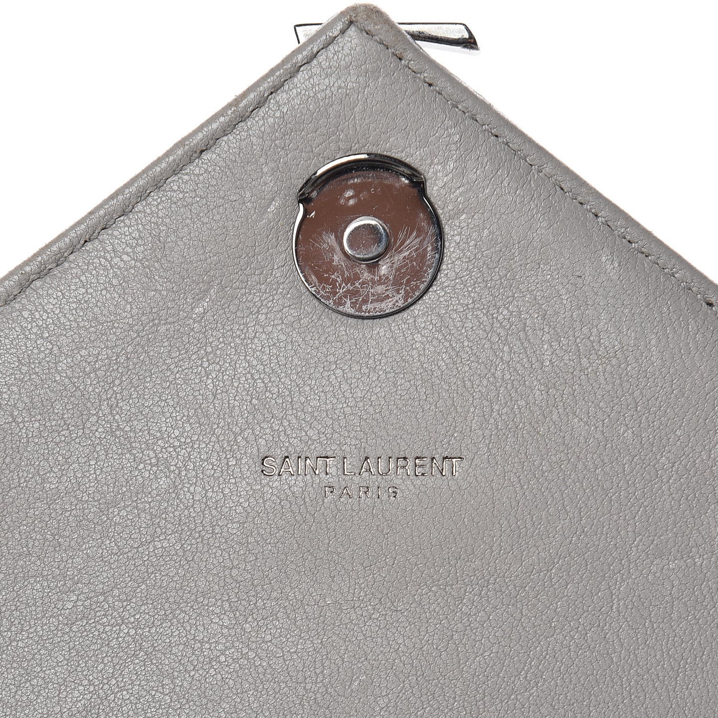 Sheepskin Matelasse Chevron Monogram Large College Satchel Light Grey