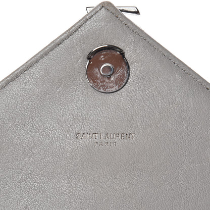 Saint Laurent Sheepskin Matelasse Chevron Monogram Large College Satchel Light Grey 6 of 19
