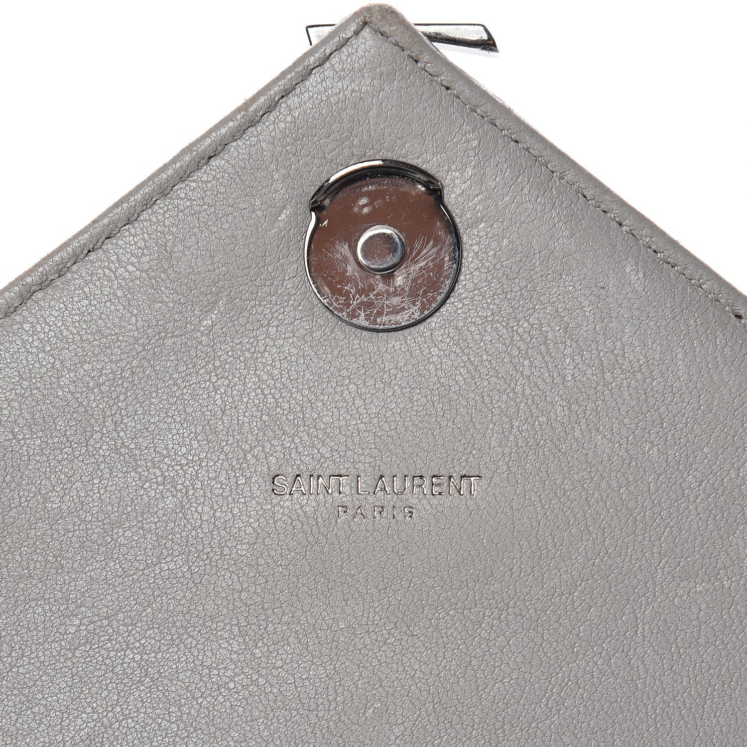 Saint Laurent Sheepskin Matelasse Chevron Monogram Large College Satchel Light Grey 6 of 25