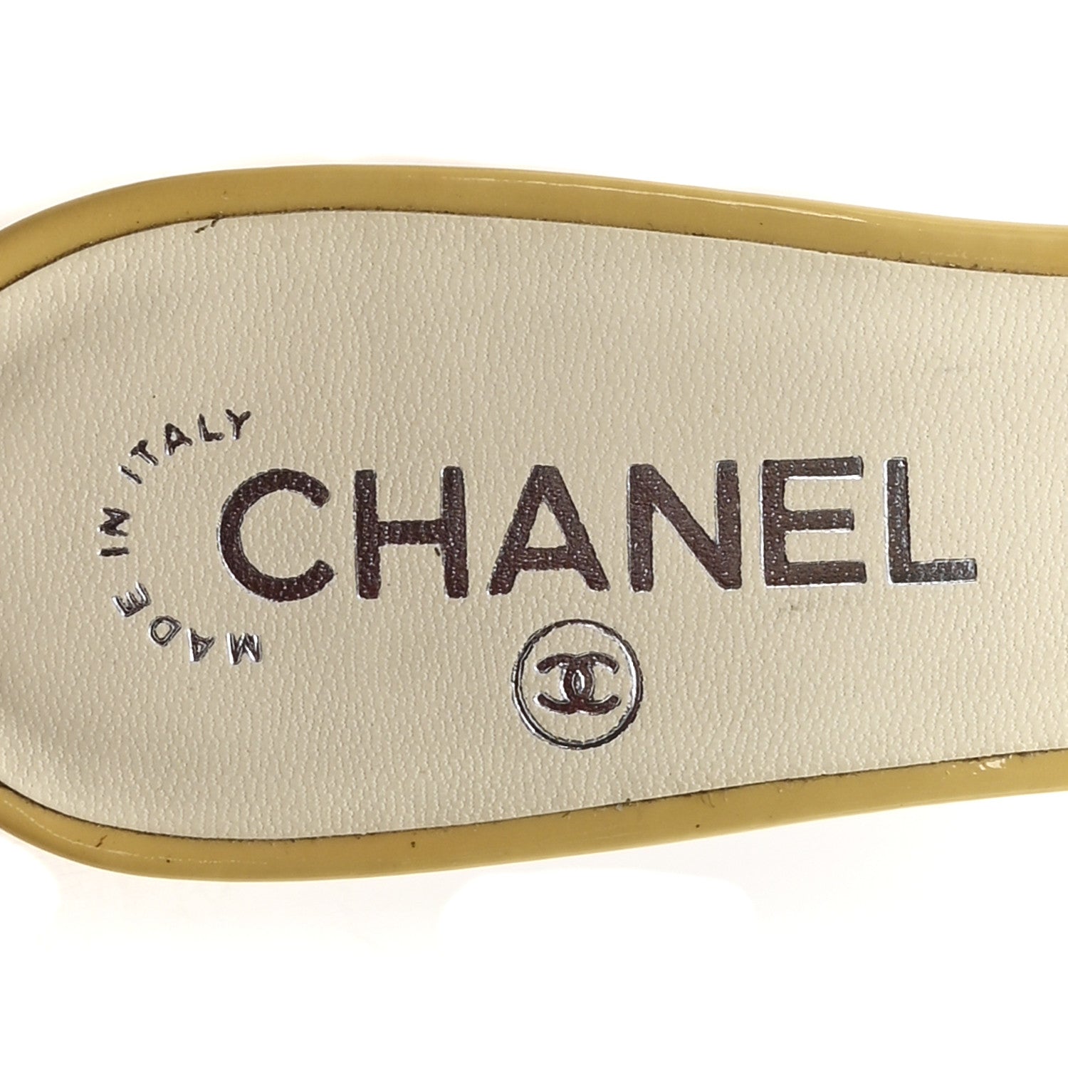 Chanel Patent Calfskin CC Mules 38.5 Beige 8 of 10