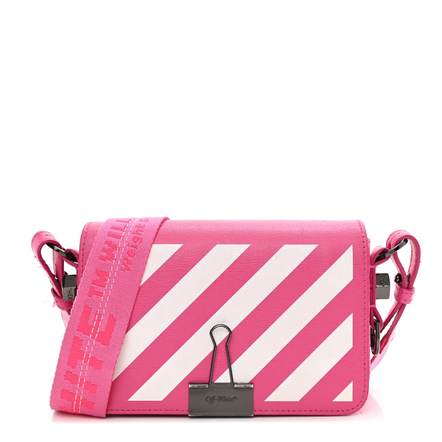 Off-White Saffiano Striped Mini Diag Binder Clip Bag Pink White 2 of 22