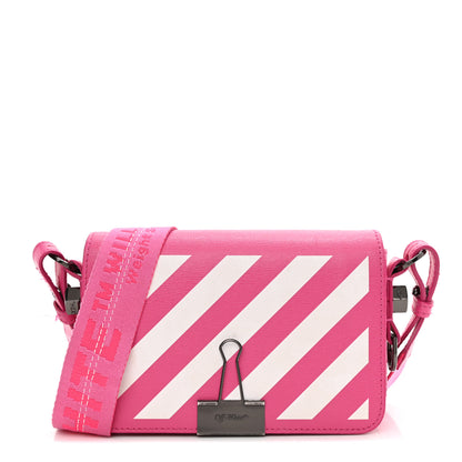 Off-White Saffiano Striped Mini Diag Binder Clip Bag Pink White 2 of 22