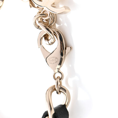 Chanel Metal Lambskin Pearl Name Plate Bracelet Black Gold 4 of 5