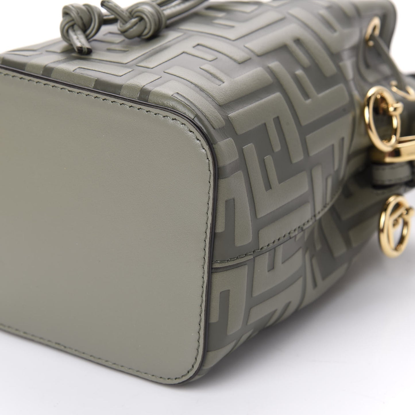 Calfskin F is Fendi FF 1974 Embossed Mini Mon Tresor Bucket Bag Moon