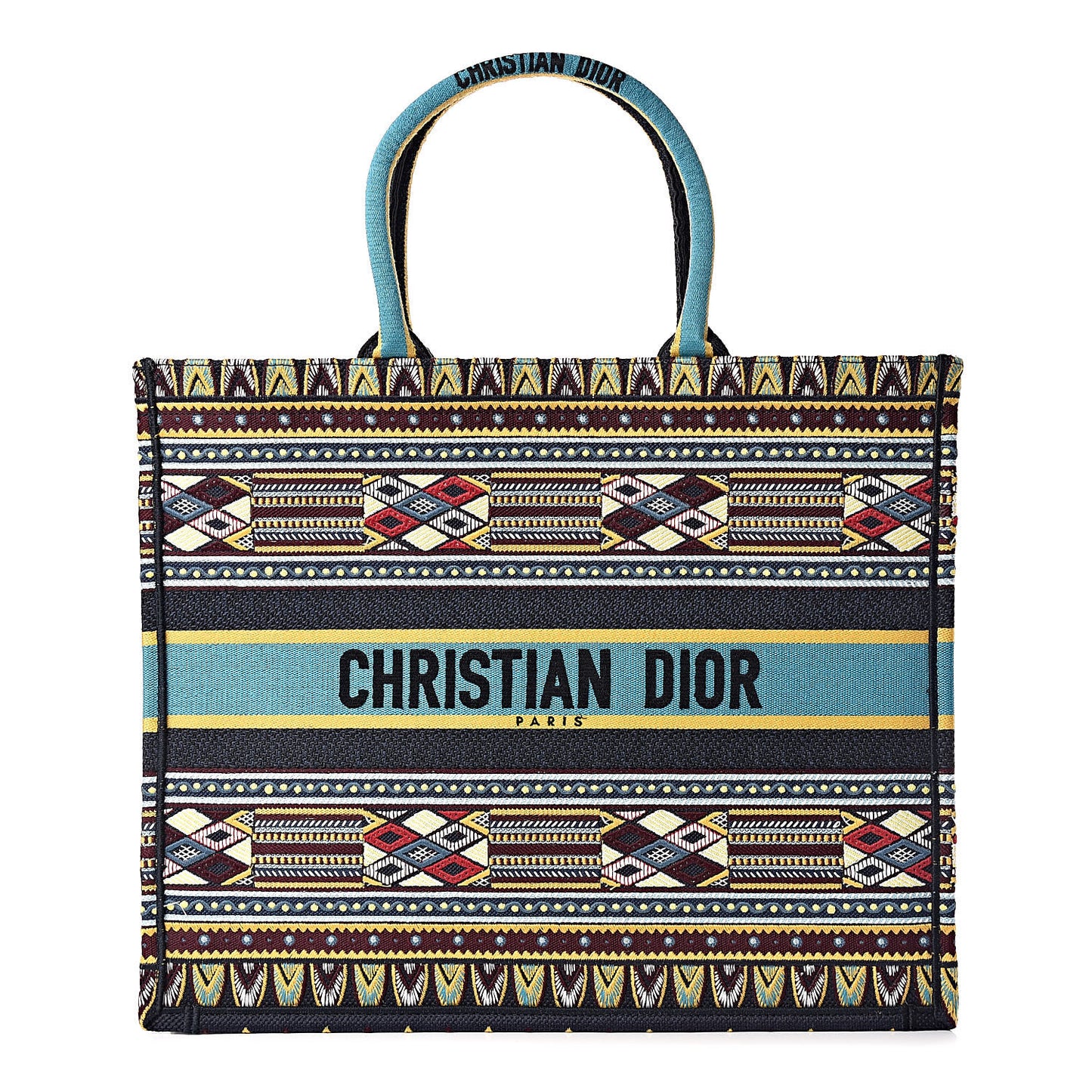 Canvas Embroidered Book Tote Blue Multicolor