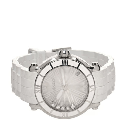 Chopard Stainless Steel Rubber 5 Diamond 36mm Happy Sport Guilloche Quartz Watch White 2 of 4
