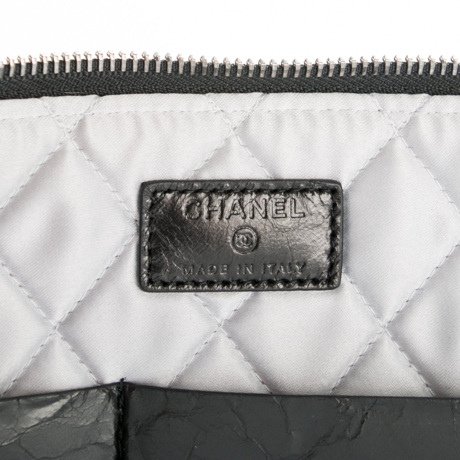 Chanel Crumpled Lambskin Quilted Large Slide Pouch Black 6 of 6
