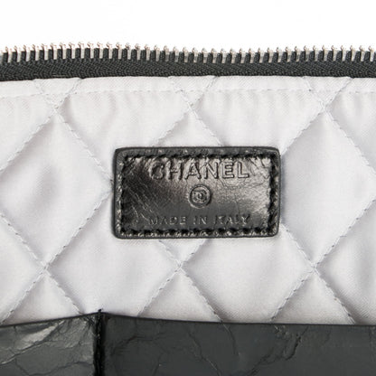 Chanel Crumpled Lambskin Quilted Large Slide Pouch Black 6 of 6