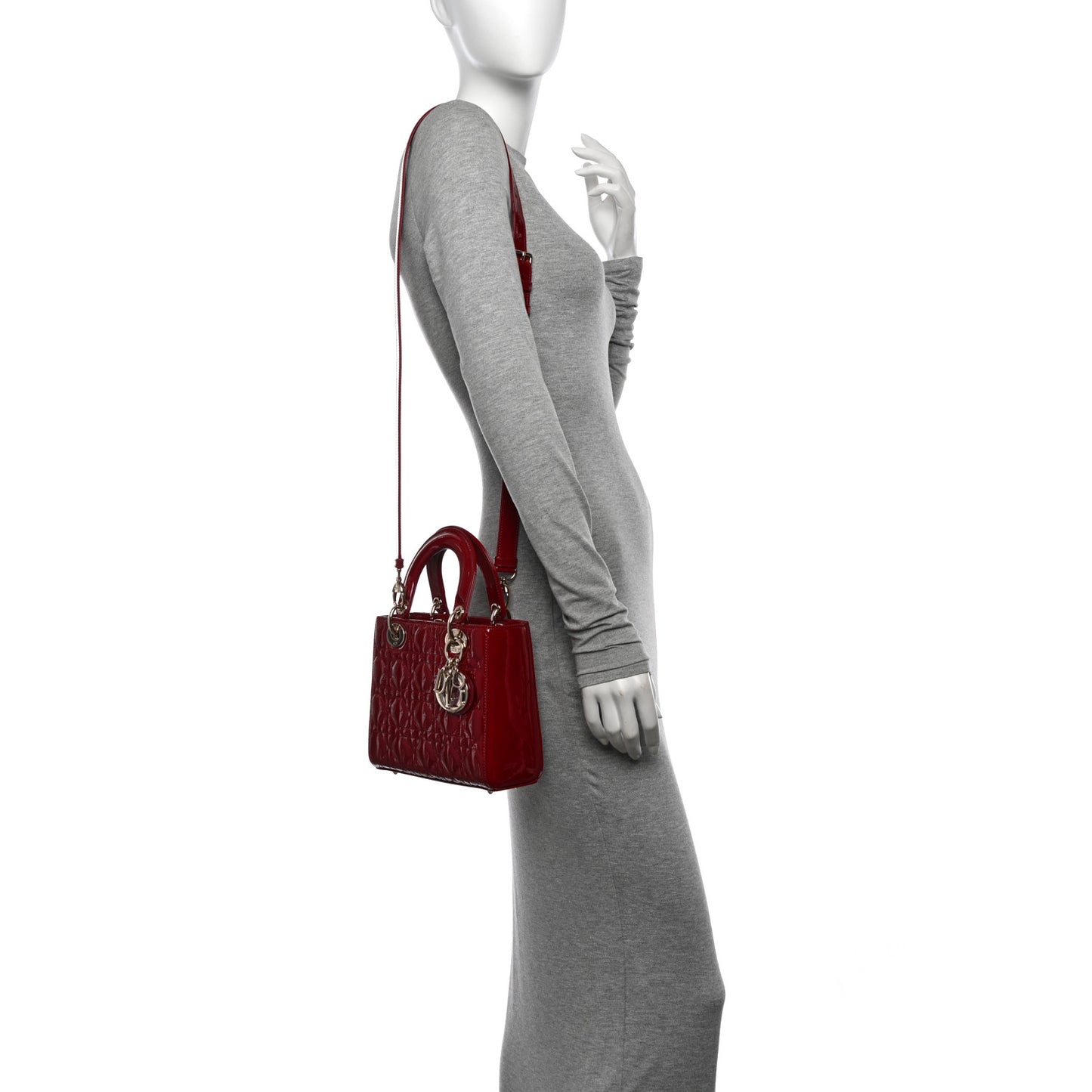 Patent Cannage Small Lady Dior Cherry Red