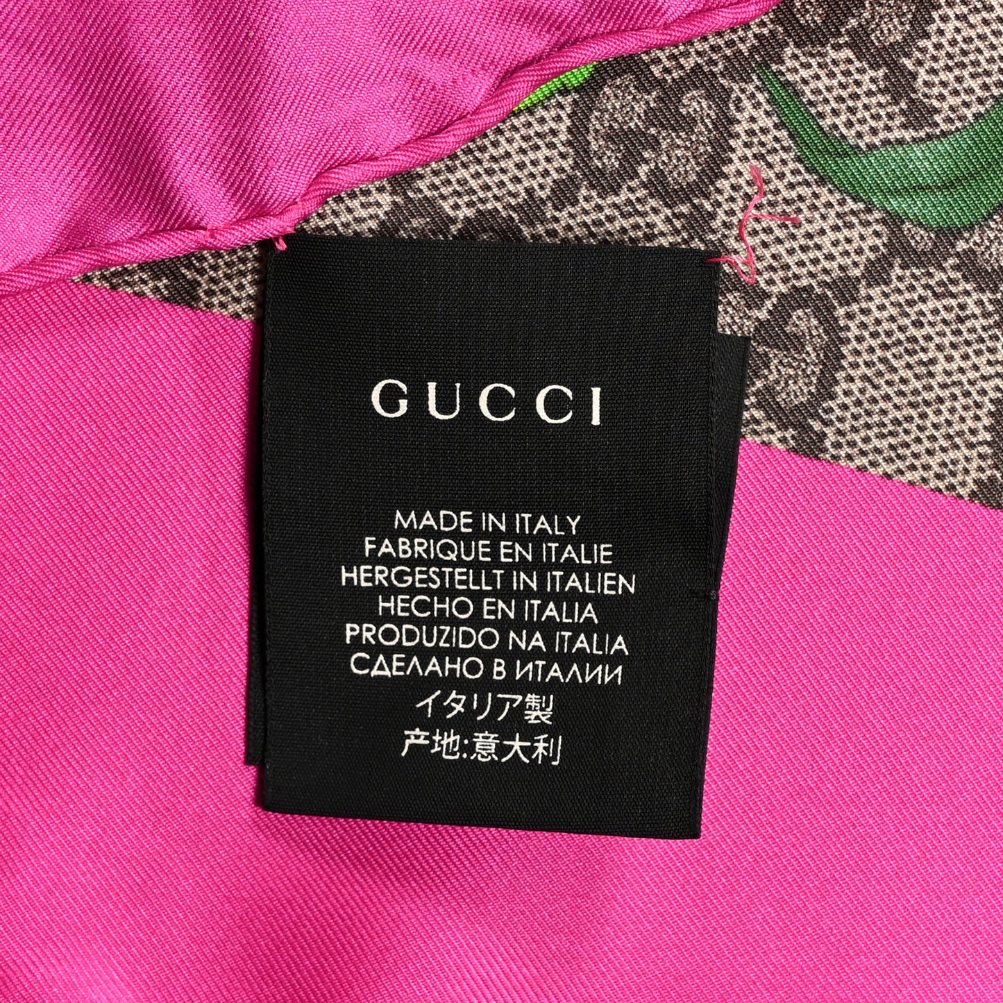 Silk Twill GG Monogram Flora Fluo GG Square Scarf Beige Pink
